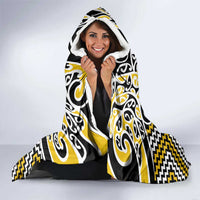 Gold Aotearoa Tukutuku Manawa Tapu Hooded Blanket Ta Moko Toi Maori LT9 - Polynesian Pride