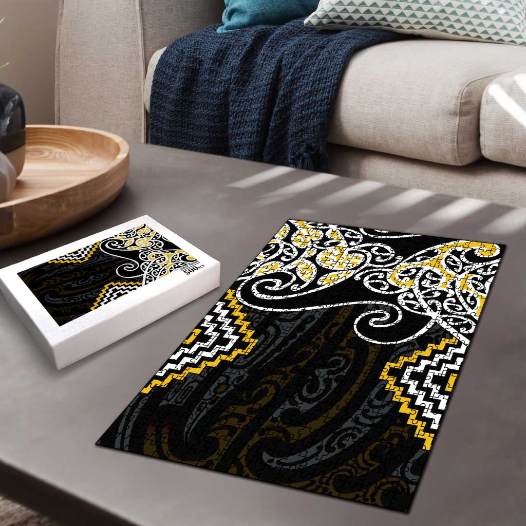 Gold Aotearoa Tukutuku Manawa Tapu Puzzle Ta Moko Toi Maori - Polynesian Pride