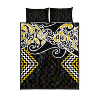 Gold Aotearoa Tukutuku Manawa Tapu Quilt Bed Set Ta Moko Toi Maori LT9 - Polynesian Pride