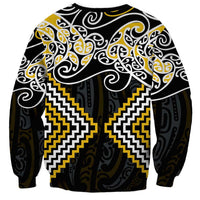 Gold Aotearoa Tukutuku Manawa Tapu Sweatshirt Ta Moko Toi Maori LT9 - Polynesian Pride