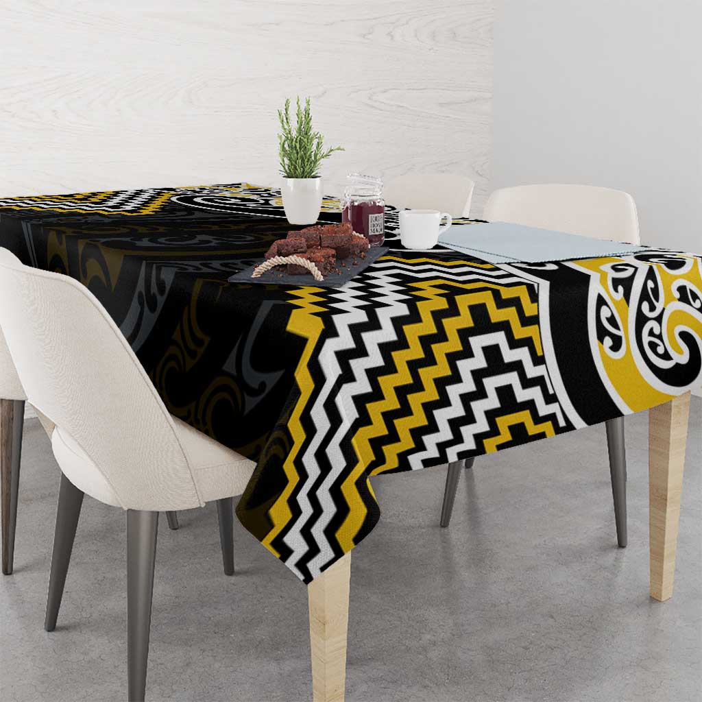 Gold Aotearoa Tukutuku Manawa Tapu Tablecloth Ta Moko Toi Maori LT9 - Polynesian Pride