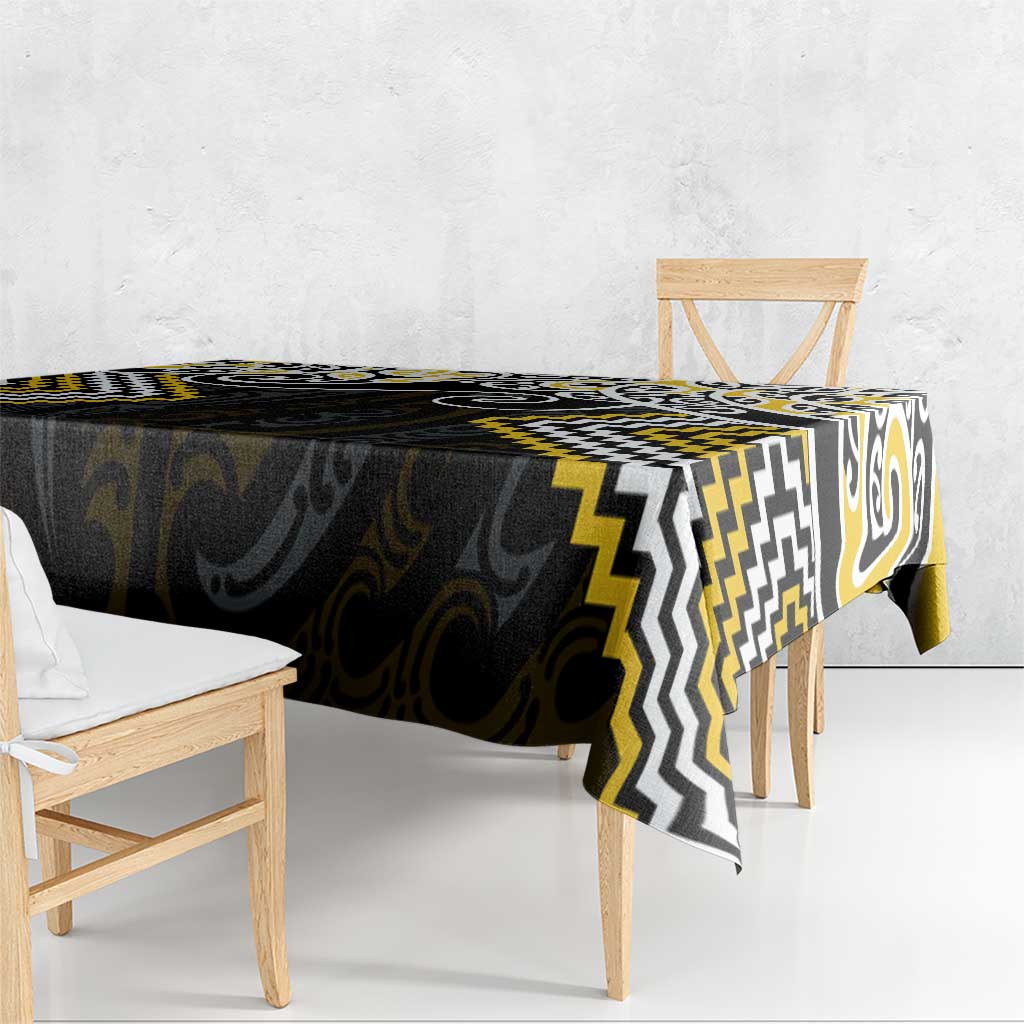 Gold Aotearoa Tukutuku Manawa Tapu Tablecloth Ta Moko Toi Maori LT9 - Polynesian Pride