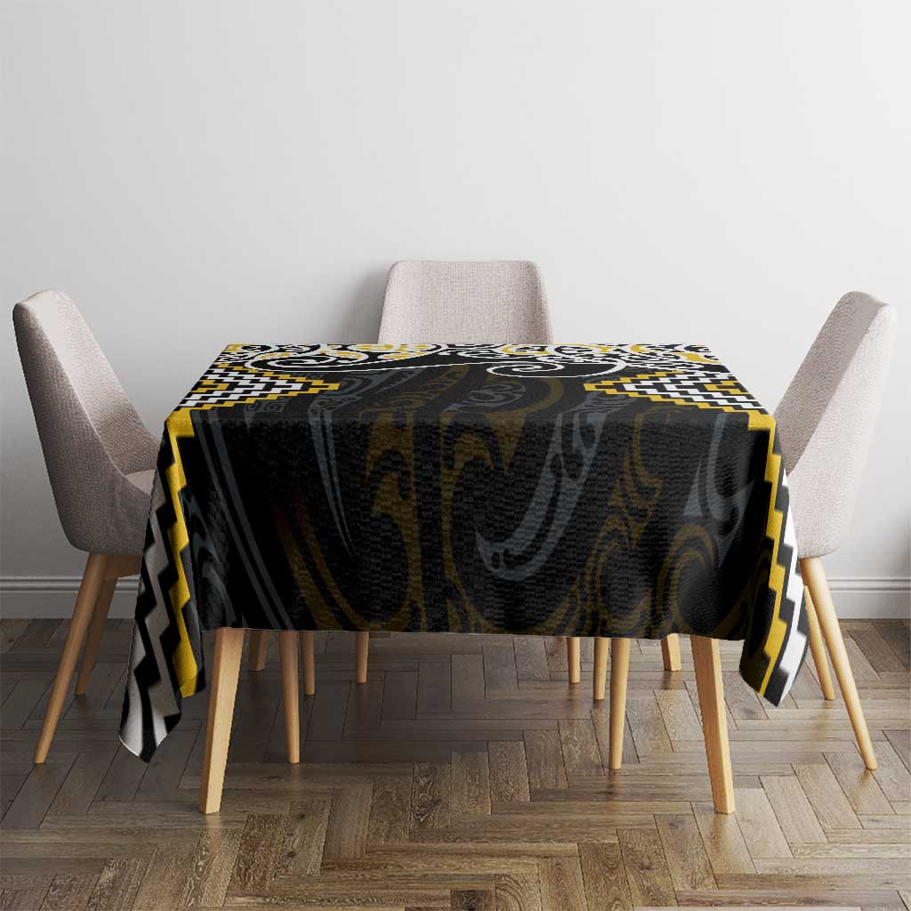 Gold Aotearoa Tukutuku Manawa Tapu Tablecloth Ta Moko Toi Maori LT9 - Polynesian Pride