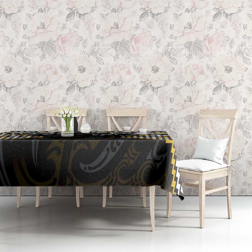 Gold Aotearoa Tukutuku Manawa Tapu Tablecloth Ta Moko Toi Maori LT9 - Polynesian Pride