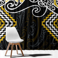 Gold Aotearoa Tukutuku Manawa Tapu Window Curtain Ta Moko Toi Maori LT9 - Polynesian Pride