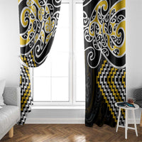Gold Aotearoa Tukutuku Manawa Tapu Window Curtain Ta Moko Toi Maori LT9 - Polynesian Pride