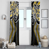 Gold Aotearoa Tukutuku Manawa Tapu Window Curtain Ta Moko Toi Maori LT9 - Polynesian Pride