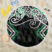 Green Aotearoa Tukutuku Manawa Tapu Beach Blanket Ta Moko Toi Maori LT9 One Size 150cm Green - Polynesian Pride