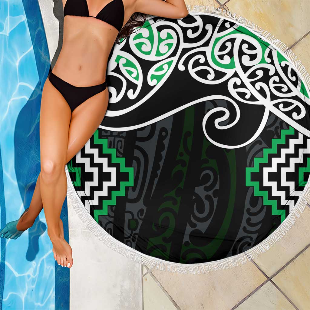 Green Aotearoa Tukutuku Manawa Tapu Beach Blanket Ta Moko Toi Maori LT9 - Polynesian Pride