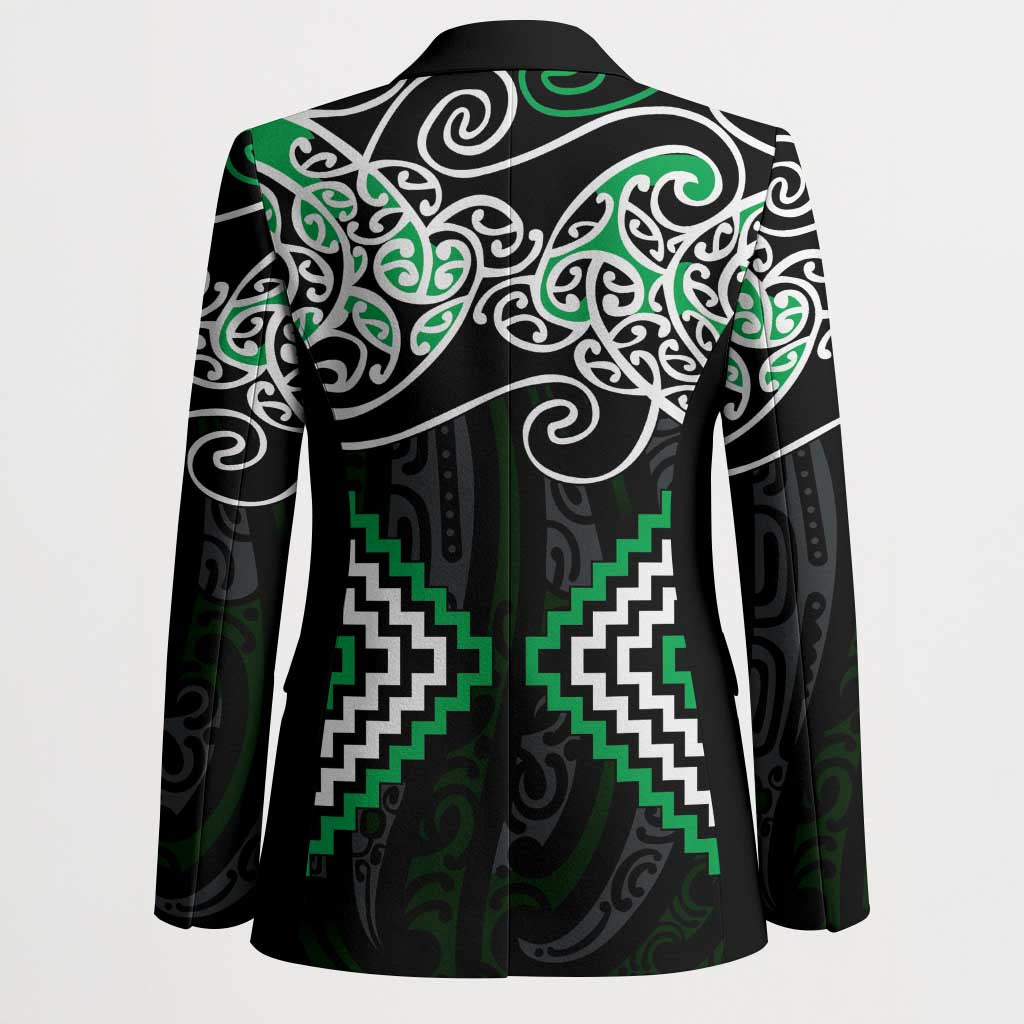 Green Aotearoa Tukutuku Manawa Tapu Blazer Ta Moko Toi Maori - Polynesian Pride
