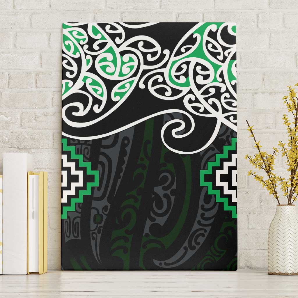 Green Aotearoa Tukutuku Manawa Tapu Canvas Wall Art Ta Moko Toi Maori LT9 Without Frame Green - Polynesian Pride