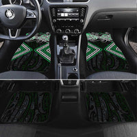 Green Aotearoa Tukutuku Manawa Tapu Car Mats Ta Moko Toi Maori LT9 Set 4pcs Green - Polynesian Pride