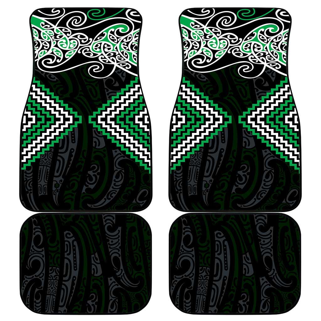 Green Aotearoa Tukutuku Manawa Tapu Car Mats Ta Moko Toi Maori LT9 - Polynesian Pride