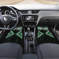 Green Aotearoa Tukutuku Manawa Tapu Car Mats Ta Moko Toi Maori LT9 Set 2pcs - Front Green - Polynesian Pride