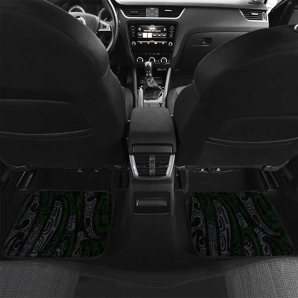 Green Aotearoa Tukutuku Manawa Tapu Car Mats Ta Moko Toi Maori LT9 Set 2pcs - Back Green - Polynesian Pride