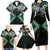 Green Aotearoa Tukutuku Manawa Tapu Family Matching Long Sleeve Bodycon Dress and Hawaiian Shirt Ta Moko Toi Maori