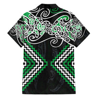 Green Aotearoa Tukutuku Manawa Tapu Family Matching Long Sleeve Bodycon Dress and Hawaiian Shirt Ta Moko Toi Maori