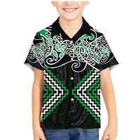 Green Aotearoa Tukutuku Manawa Tapu Family Matching Mermaid Dress and Hawaiian Shirt Ta Moko Toi Maori