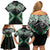 Green Aotearoa Tukutuku Manawa Tapu Family Matching Off Shoulder Short Dress and Hawaiian Shirt Ta Moko Toi Maori