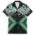 Green Aotearoa Tukutuku Manawa Tapu Family Matching Off Shoulder Short Dress and Hawaiian Shirt Ta Moko Toi Maori