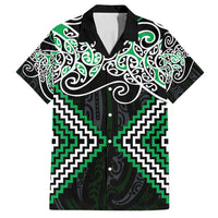 Green Aotearoa Tukutuku Manawa Tapu Family Matching Tank Maxi Dress and Hawaiian Shirt Ta Moko Toi Maori