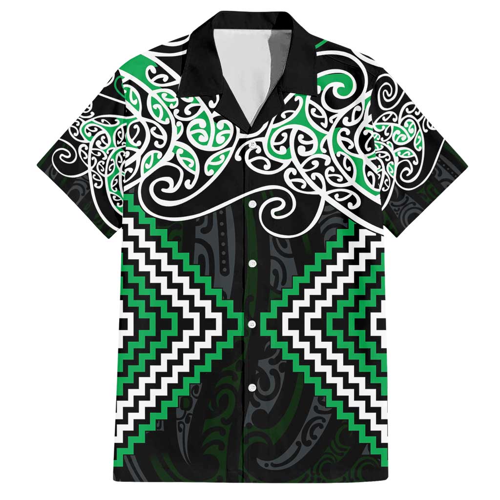 Green Aotearoa Tukutuku Manawa Tapu Hawaiian Shirt Ta Moko Toi Maori LT9 Green - Polynesian Pride