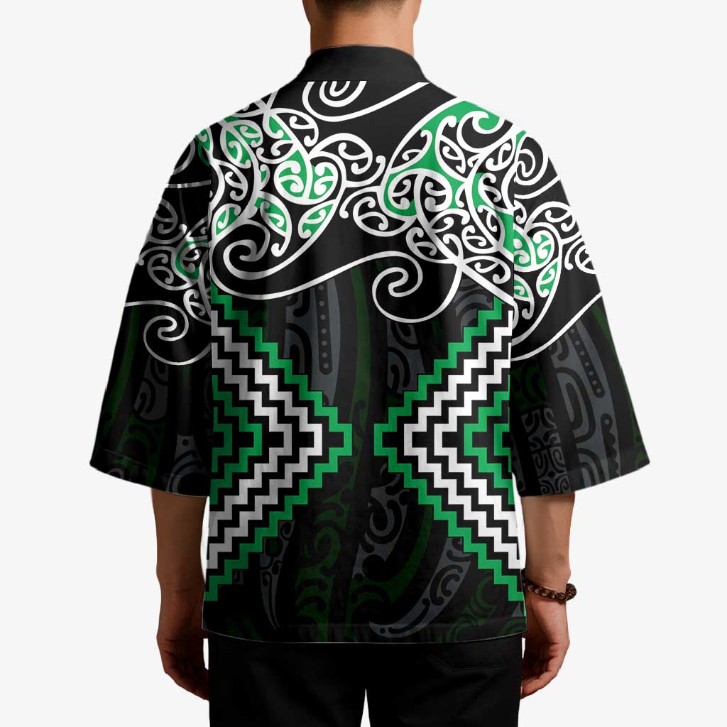 Green Aotearoa Tukutuku Manawa Tapu Kimono Ta Moko Toi Maori - Polynesian Pride