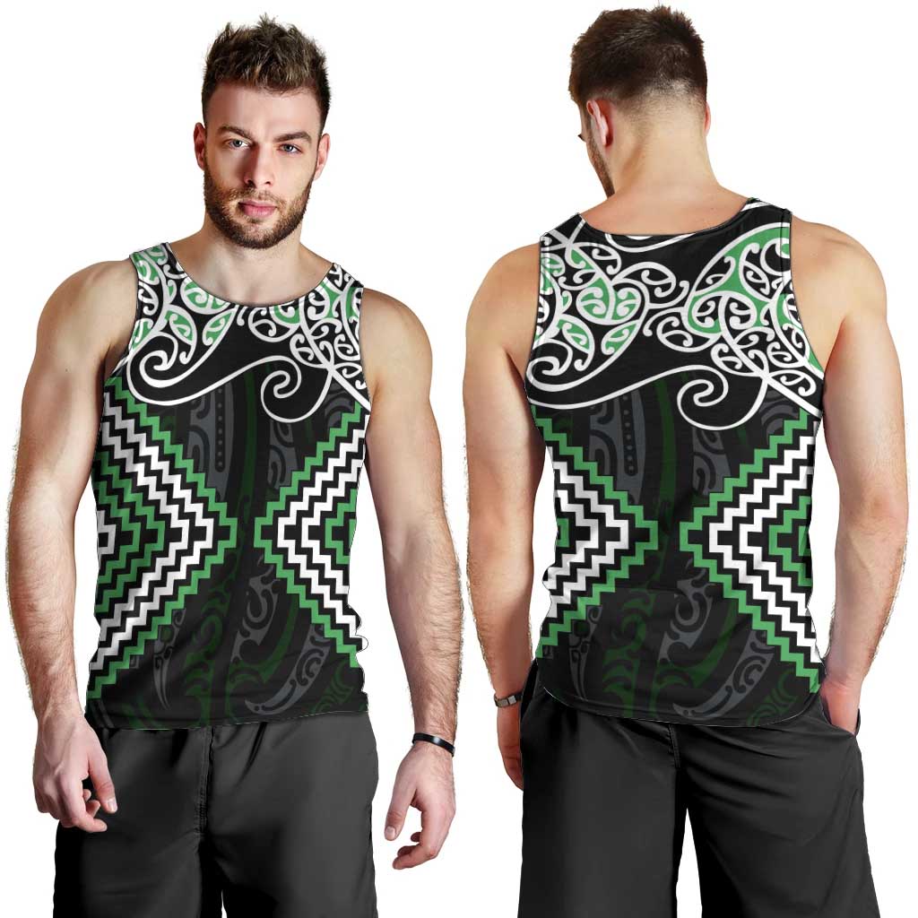 Green Aotearoa Tukutuku Manawa Tapu Men Tank Top Ta Moko Toi Maori LT9 - Polynesian Pride