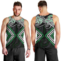 Green Aotearoa Tukutuku Manawa Tapu Men Tank Top Ta Moko Toi Maori LT9 - Polynesian Pride