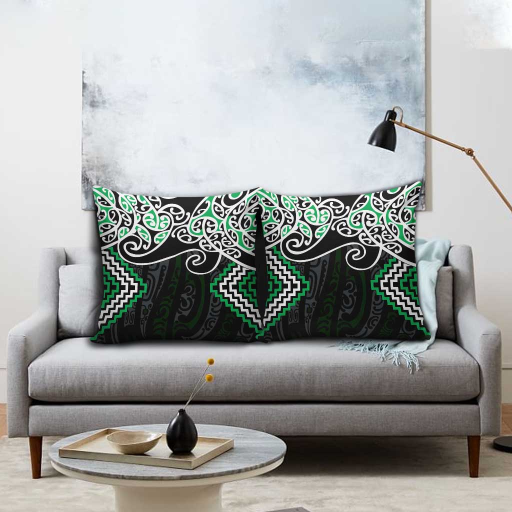 Green Aotearoa Tukutuku Manawa Tapu Pillow Cover Ta Moko Toi Maori - Polynesian Pride