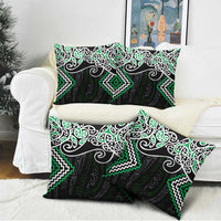 Green Aotearoa Tukutuku Manawa Tapu Pillow Cover Ta Moko Toi Maori - Polynesian Pride