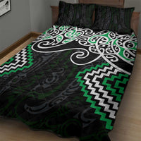 Green Aotearoa Tukutuku Manawa Tapu Quilt Bed Set Ta Moko Toi Maori LT9 - Polynesian Pride