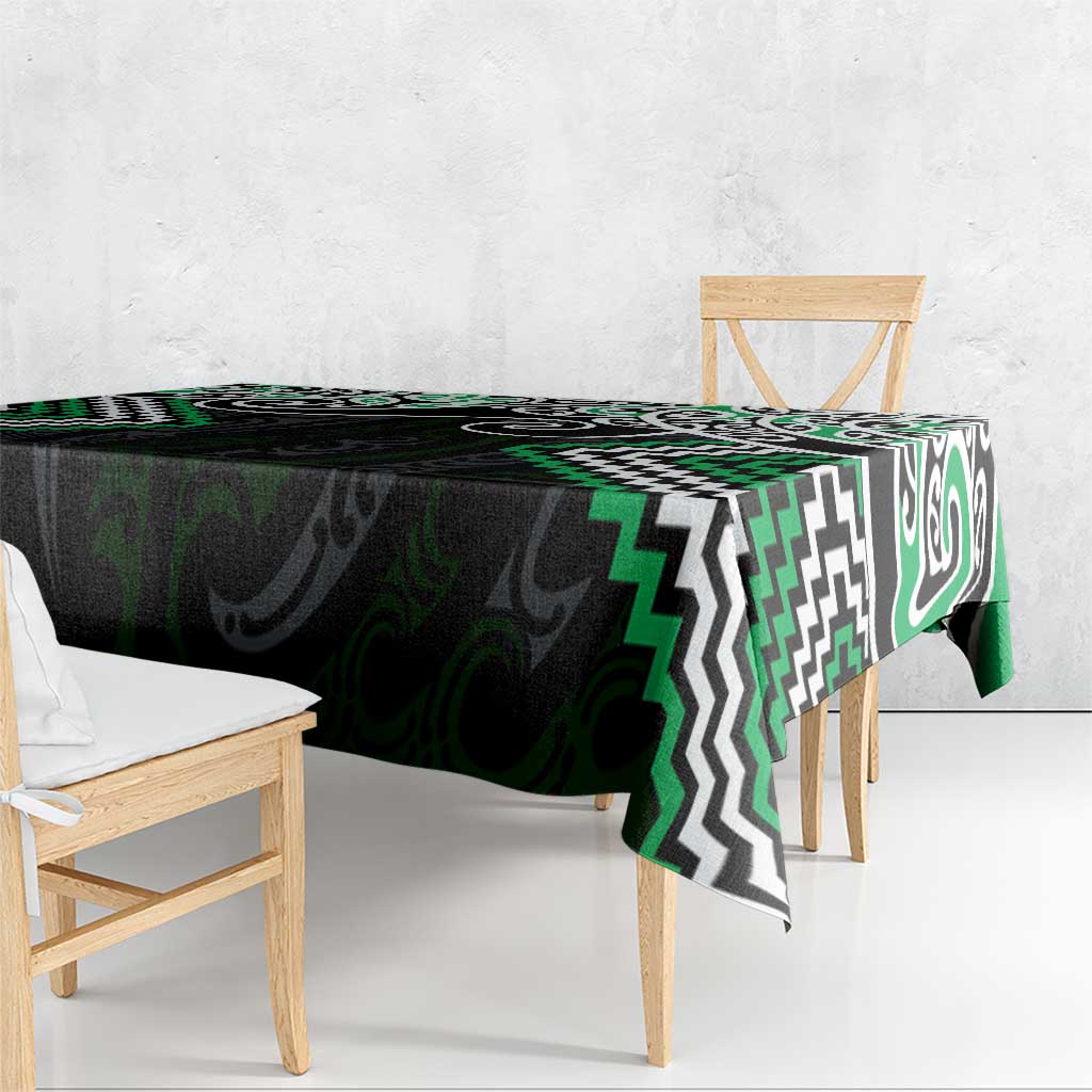 Green Aotearoa Tukutuku Manawa Tapu Tablecloth Ta Moko Toi Maori LT9 - Polynesian Pride