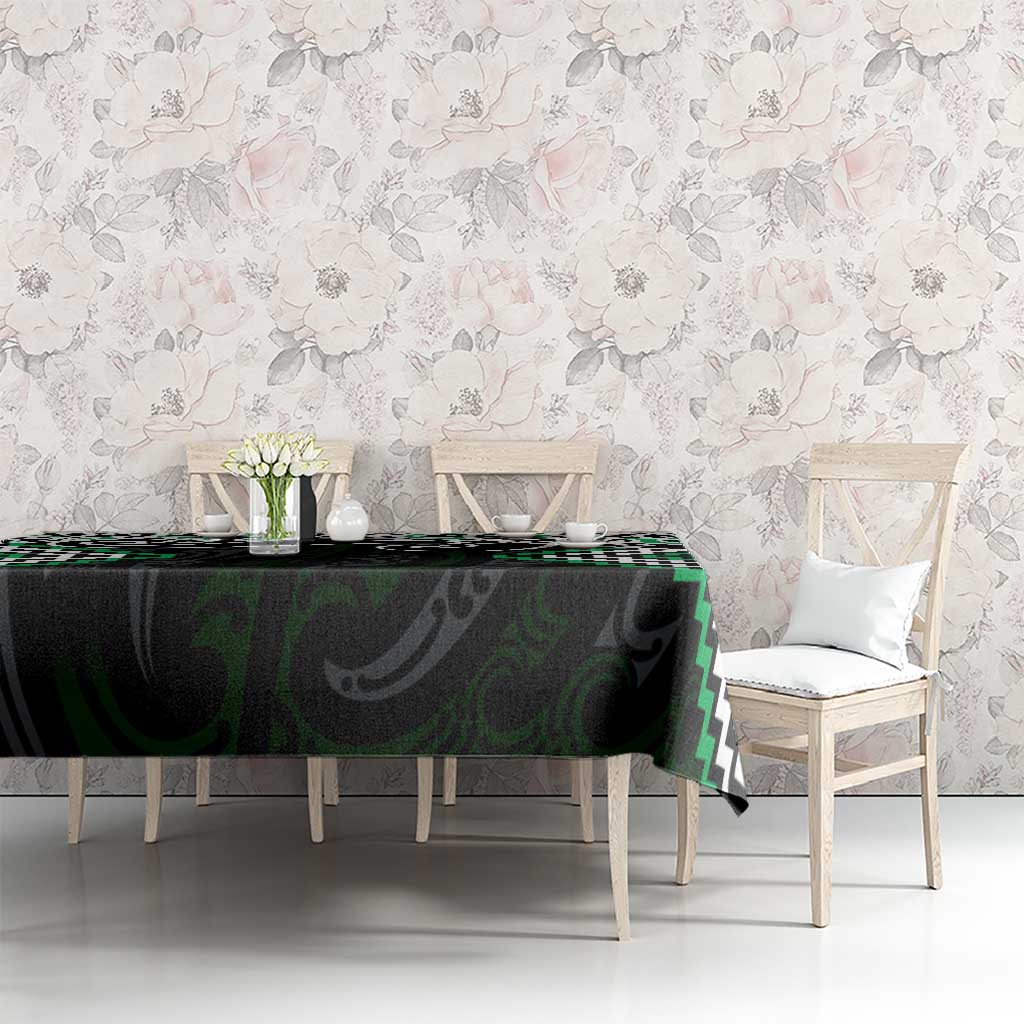 Green Aotearoa Tukutuku Manawa Tapu Tablecloth Ta Moko Toi Maori LT9 - Polynesian Pride