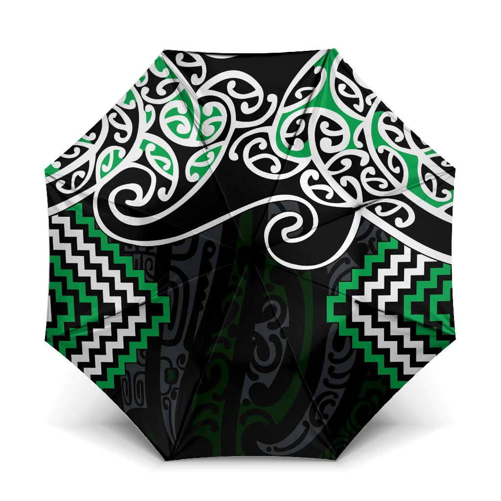 Green Aotearoa Tukutuku Manawa Tapu Umbrella Ta Moko Toi Maori - Polynesian Pride