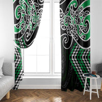 Green Aotearoa Tukutuku Manawa Tapu Window Curtain Ta Moko Toi Maori LT9 - Polynesian Pride