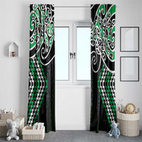 Green Aotearoa Tukutuku Manawa Tapu Window Curtain Ta Moko Toi Maori LT9 - Polynesian Pride