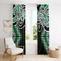 Green Aotearoa Tukutuku Manawa Tapu Window Curtain Ta Moko Toi Maori LT9 - Polynesian Pride