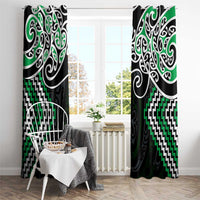 Green Aotearoa Tukutuku Manawa Tapu Window Curtain Ta Moko Toi Maori LT9 - Polynesian Pride