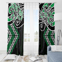 Green Aotearoa Tukutuku Manawa Tapu Window Curtain Ta Moko Toi Maori LT9 - Polynesian Pride