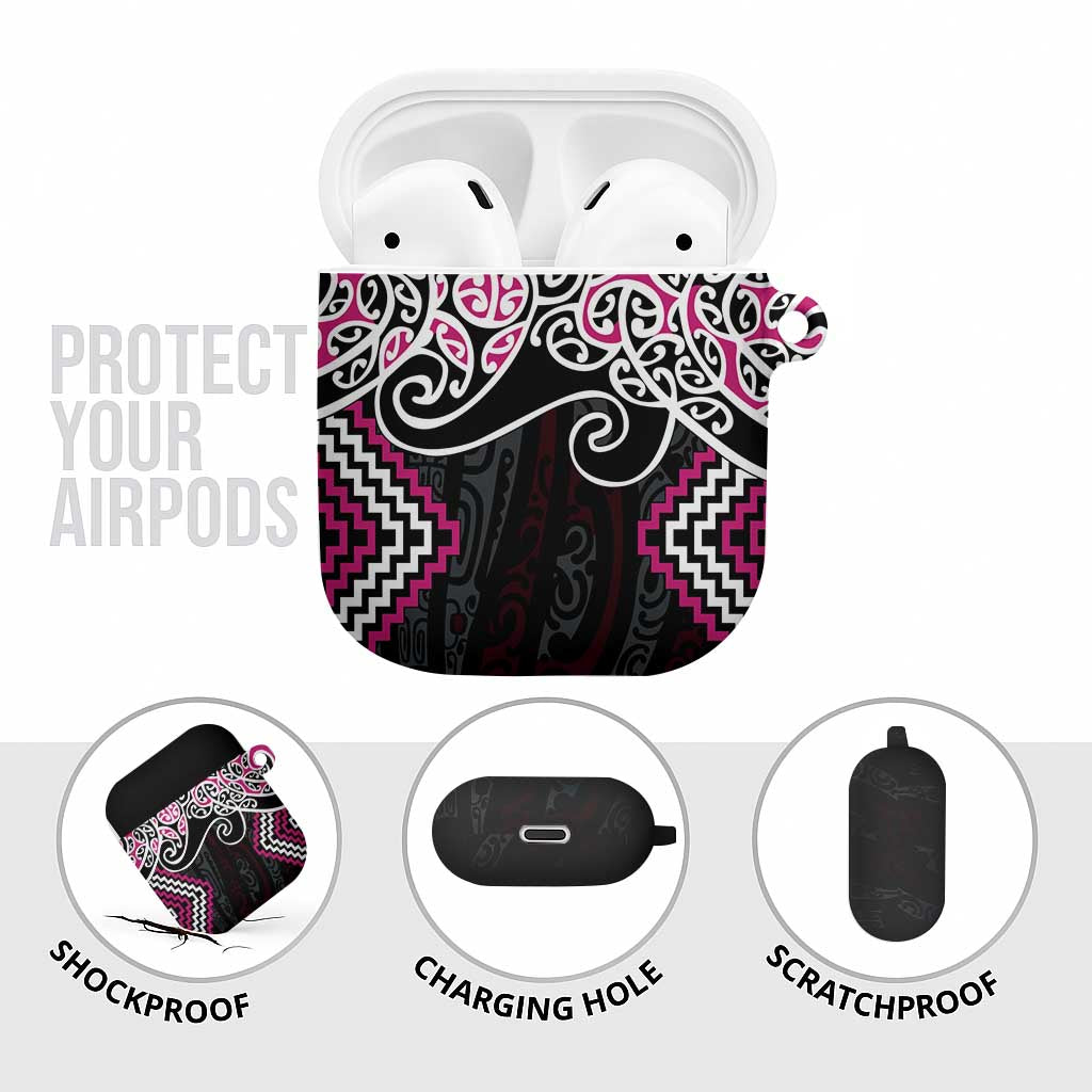 Pink Aotearoa Tukutuku Manawa Tapu AirPods Case Ta Moko Toi Maori - Polynesian Pride
