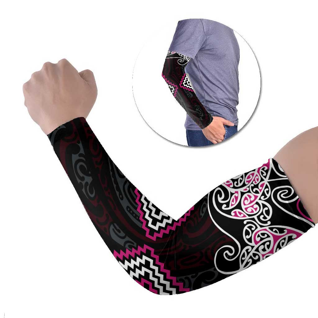Pink Aotearoa Tukutuku Manawa Tapu Arm Sleeves Ta Moko Toi Maori - Polynesian Pride