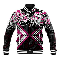 Pink Aotearoa Tukutuku Manawa Tapu Baseball Jacket Ta Moko Toi Maori LT9 Unisex Pink - Polynesian Pride