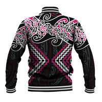Pink Aotearoa Tukutuku Manawa Tapu Baseball Jacket Ta Moko Toi Maori LT9 - Polynesian Pride