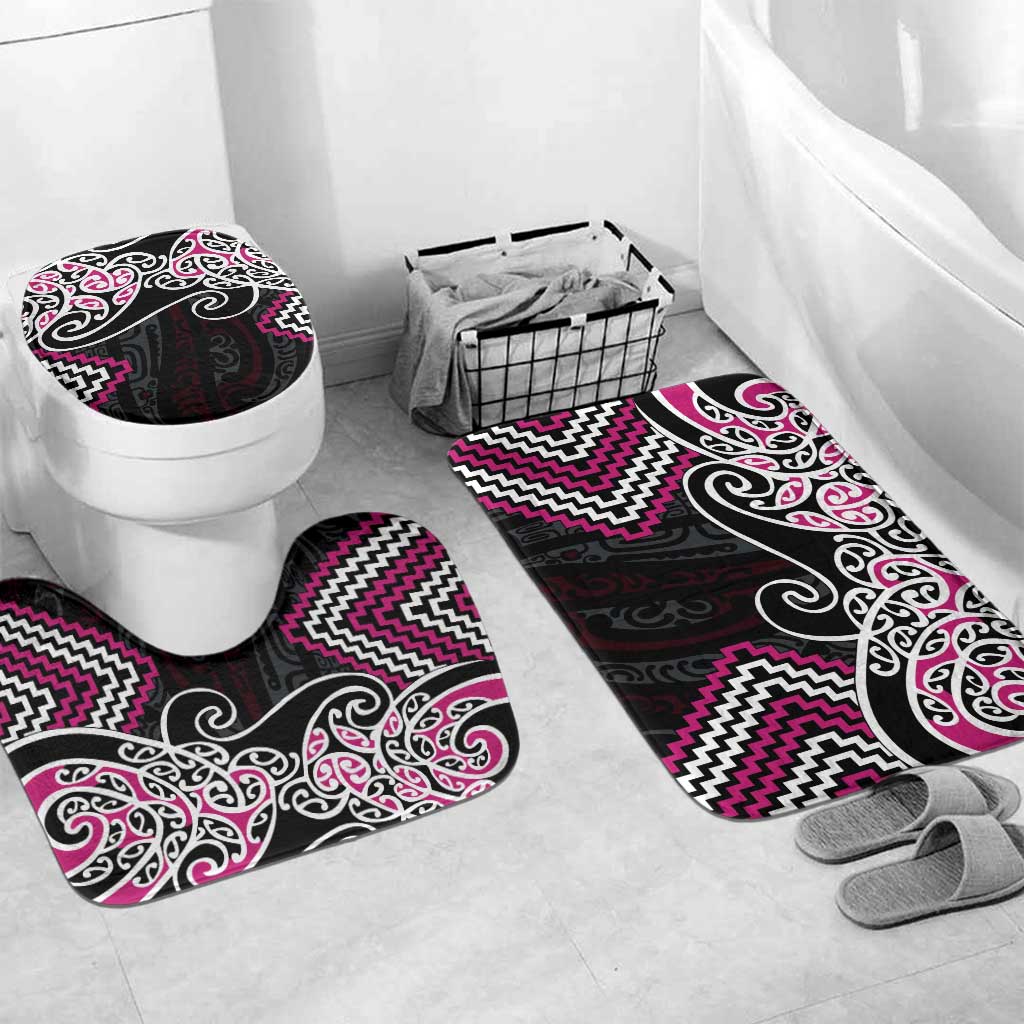 Pink Aotearoa Tukutuku Manawa Tapu Bathroom Set Ta Moko Toi Maori - Polynesian Pride