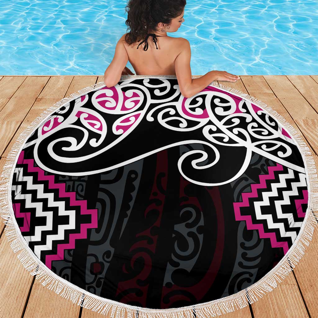 Pink Aotearoa Tukutuku Manawa Tapu Beach Blanket Ta Moko Toi Maori LT9 - Polynesian Pride