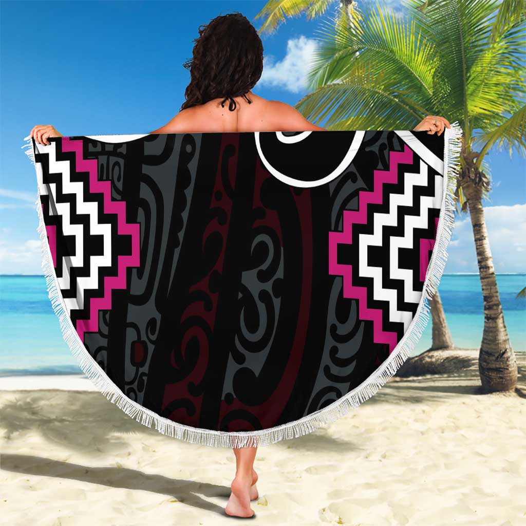 Pink Aotearoa Tukutuku Manawa Tapu Beach Blanket Ta Moko Toi Maori LT9 - Polynesian Pride