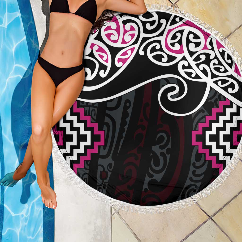 Pink Aotearoa Tukutuku Manawa Tapu Beach Blanket Ta Moko Toi Maori LT9 - Polynesian Pride