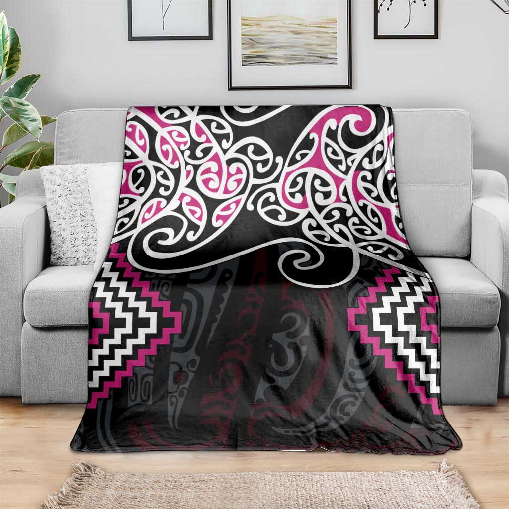 Pink Aotearoa Tukutuku Manawa Tapu Blanket Ta Moko Toi Maori LT9 - Polynesian Pride