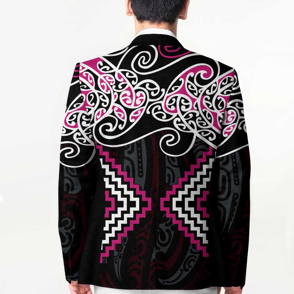 Pink Aotearoa Tukutuku Manawa Tapu Blazer Ta Moko Toi Maori - Polynesian Pride